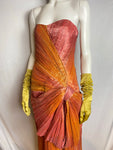 1980s Fortuny Inspired Ombré Pleats Dress with Bow