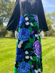 Vintage Jacques Perri Velvet Hydrangea Print Dress