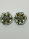 Vintage 1970s Blue/Green Colored Clip-On Earrings