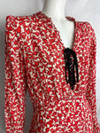 "Sitôt"Vintage 1930's Crepe Silk Floral Dress UK 14-16