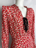 "Sitôt"Vintage 1930's Crepe Silk Floral Dress UK 14-16
