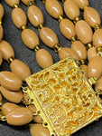 Vintage Five Strand Beige Glass Bead Necklace