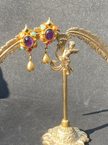 Natasha Stambouli Semi-precious Stones Clip On Earrings