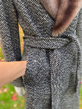 Vintage Alexon Grey Coat with Sheepskin Fur Collar