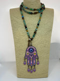 Fatima Hand On Millefiori Beads Necklace