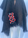 Snake Embroidered Vintage Mohair Cape