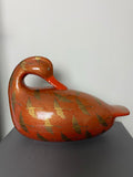 Japanese red papier-mâché duck with gold storks