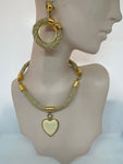 Vintage Valentino Heart Rope Necklace and Clip on Earrings