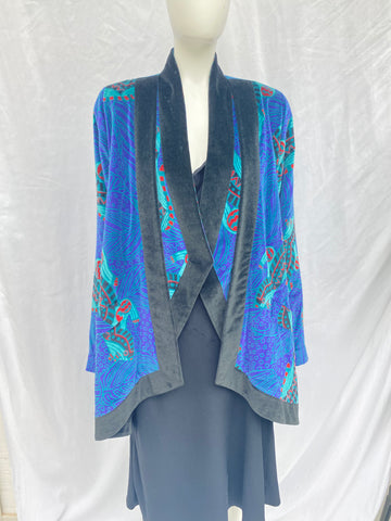 CHACOK Blue Print Velvet Jacket