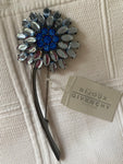 Vintage Givenchy Blue Glass Flower Pin/Brooch