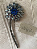 Vintage Givenchy Blue Glass Flower Pin/Brooch