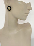 1980s Vintage Black Enamelled Crystal Earrings