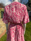 Liz Lippiatt Ethnic Print Pink Silk Skirt Suit
