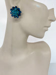 Vintage 1970s Blue Glass Clip-On Earrings