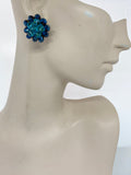 Vintage 1970s Blue Glass Clip-On Earrings