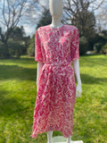 Liz Lippiatt Ethnic Print Pink Silk Skirt Suit