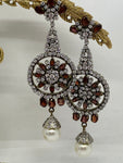 Long Dangling Earrings with Crystals