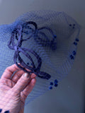 Vintage Blue Veil Headband with Full Head Coverage