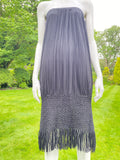 Issey Miyake Black Crocheted Tasselled Skirt Dress L