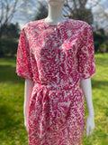 Liz Lippiatt Ethnic Print Pink Silk Skirt Suit