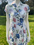 1940s Silk Crepe Flower Print Dress