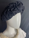 Vintage 1950s Black Gathered Beret Hat