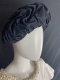 Vintage 1950s Black Gathered Beret Hat