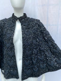 Vintage Ribbon and Sequinned Knit Wool Cape