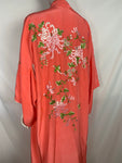 Vintage Salmon Pink Silk Japanese Kimono