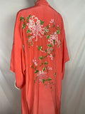 Vintage Salmon Pink Silk Japanese Kimono