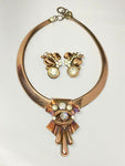 Copper Snake Chain Necklace & Clip-On Earrings Set