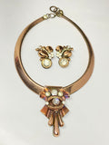Copper Snake Chain Necklace & Clip-On Earrings Set