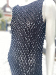 1960s Black Beaded Bodycon Body hugging knit dress