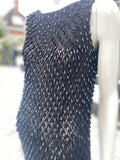 1960s Black Beaded Bodycon Body hugging knit dress
