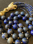 Ram Head Tasselled Lapis Lazuli Bead Necklace