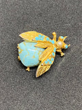 Vintage Turquoise Fly Brooch