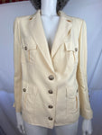 Chanel Ivory White Jacket with CC Logo Buttons