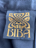 Vintage 1970s Biba Black Satin Bias Cut Skirt