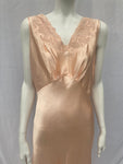 Vintage 1930s Bias Cut Peach Rayon Dress