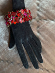 Vintage Red and Pink Crystal Hinged Cuff