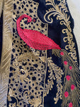 Red Peacocks and Gold Metal Thread Embroidered Kaftan