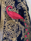 Red Peacocks and Gold Metal Thread Embroidered Kaftan