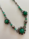 Louis Rousselet Green Glass and Metal Necklace