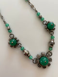 Louis Rousselet Green Glass and Metal Necklace