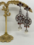 Long Dangling Earrings with Crystals