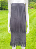 Issey Miyake Black Crocheted Tasselled Skirt Dress L