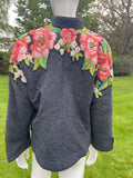 Matelasse Jacket with Appliqué silk Roses and Beads