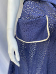 1940s Midnight Blue Broderie Anglais Dress