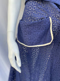 1940s Midnight Blue Broderie Anglais Dress