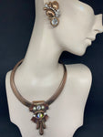 Copper Snake Chain Necklace & Clip-On Earrings Set